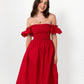 Red Loretta Dress with Detachable Sleeves