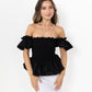 Black Loretta Top with Detachable Sleeves