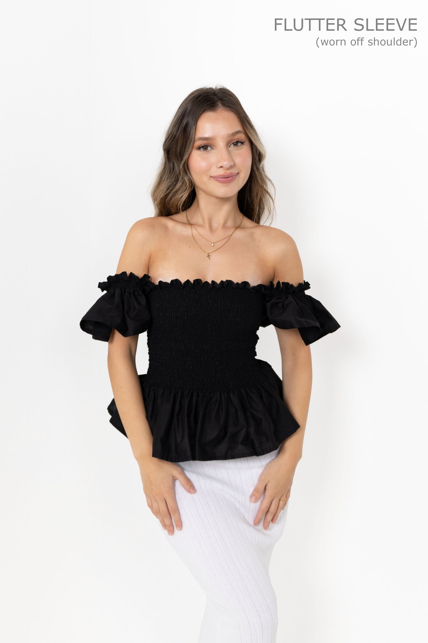 Black Loretta Top with Detachable Sleeves