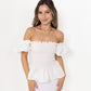 White Loretta Top with Detachable Sleeves