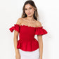 Red Loretta Top with Detachable Sleeves