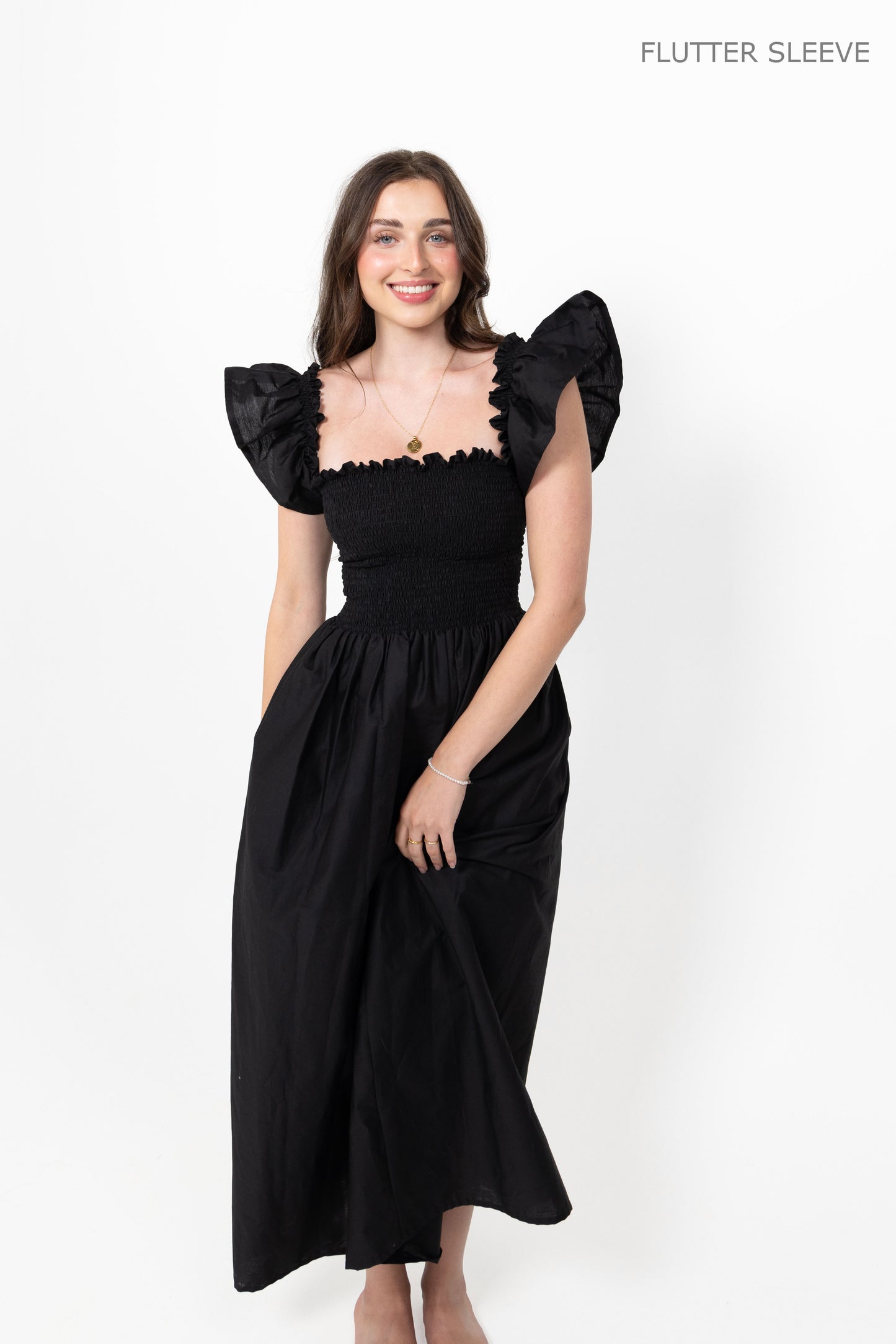 Black Loretta Dress with Detachable Sleeves