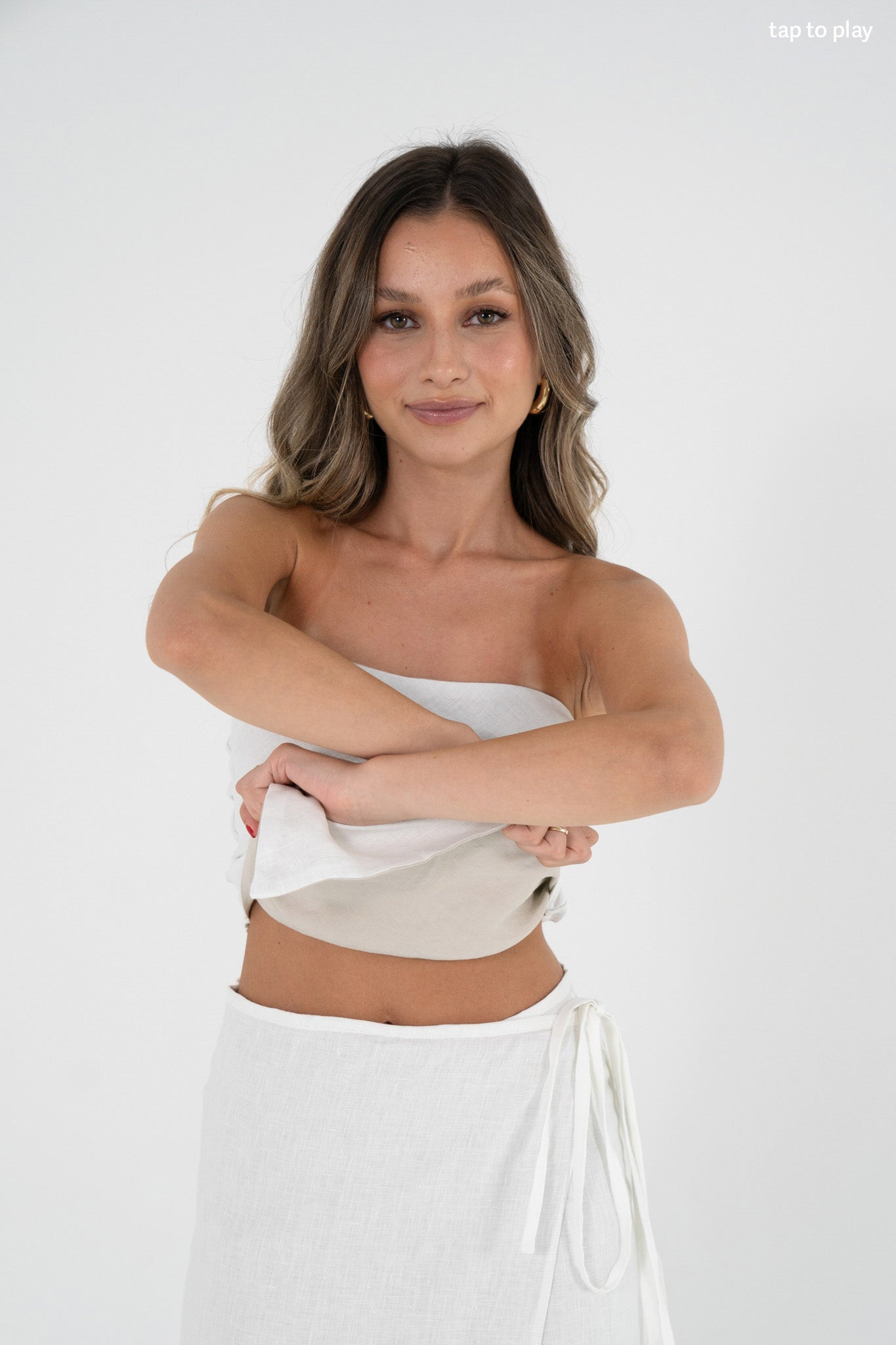 Reversible Cassie Top in White/Sand