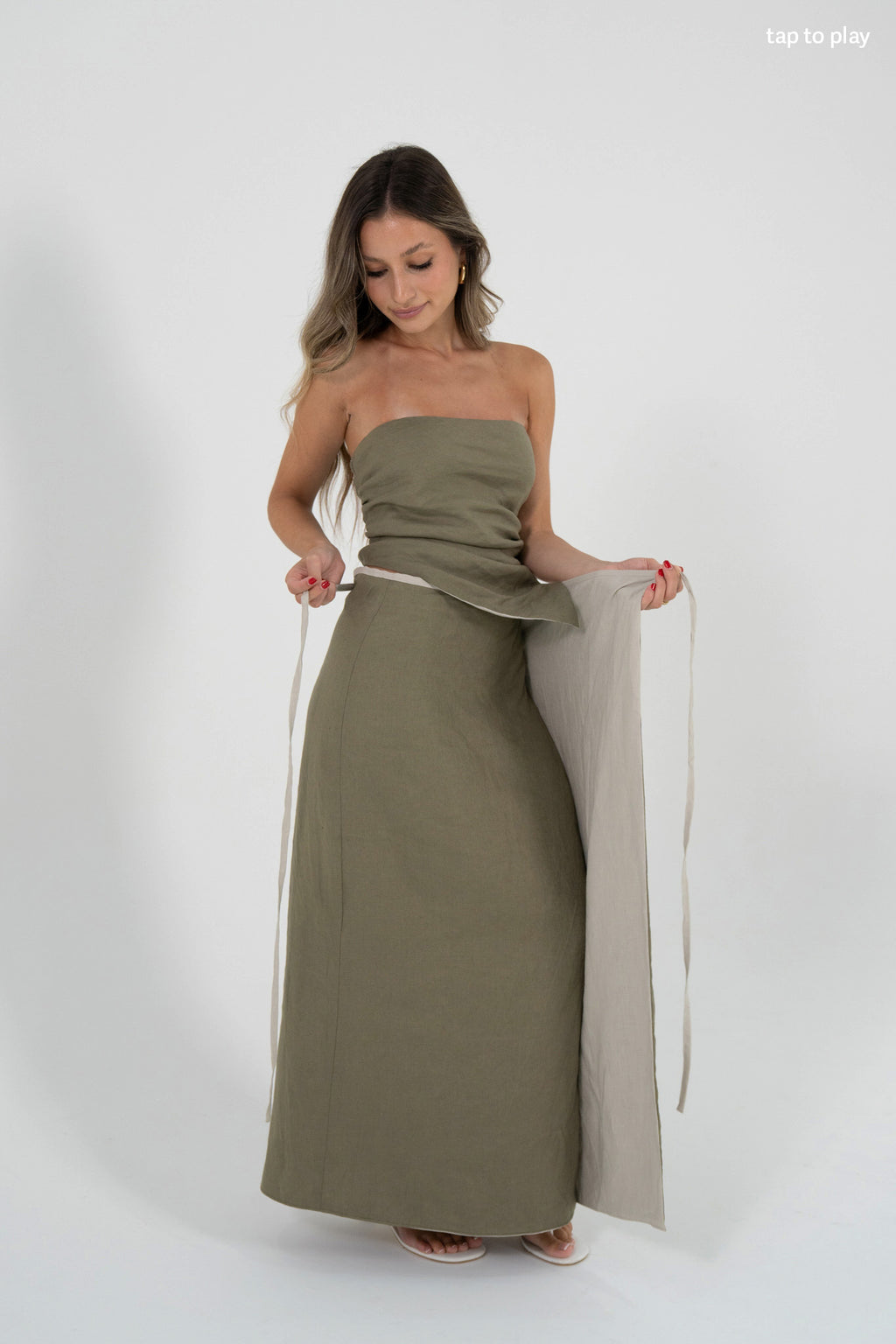 Reversible Sofia Skirt in Sand/Olive