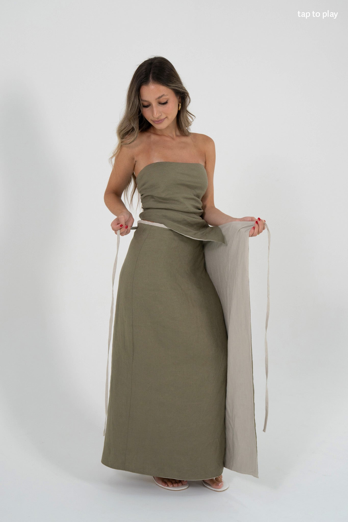 Reversible Sofia Skirt in Sand/Olive