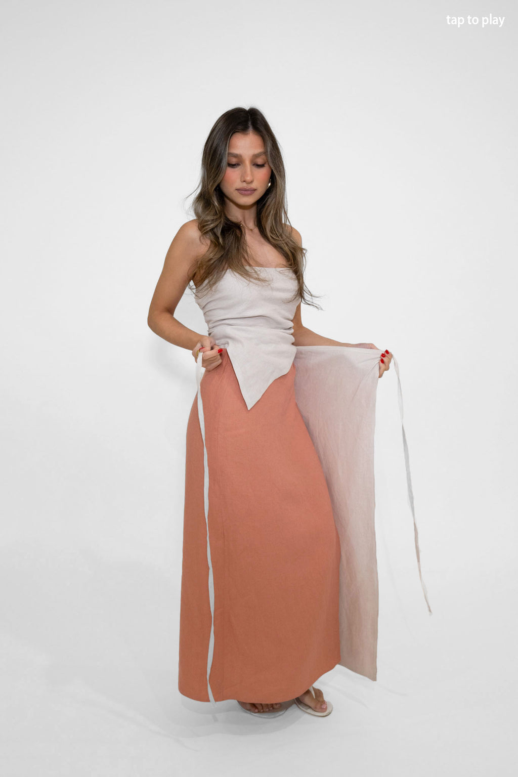 Reversible Sofia Skirt in Sand/Rosewood
