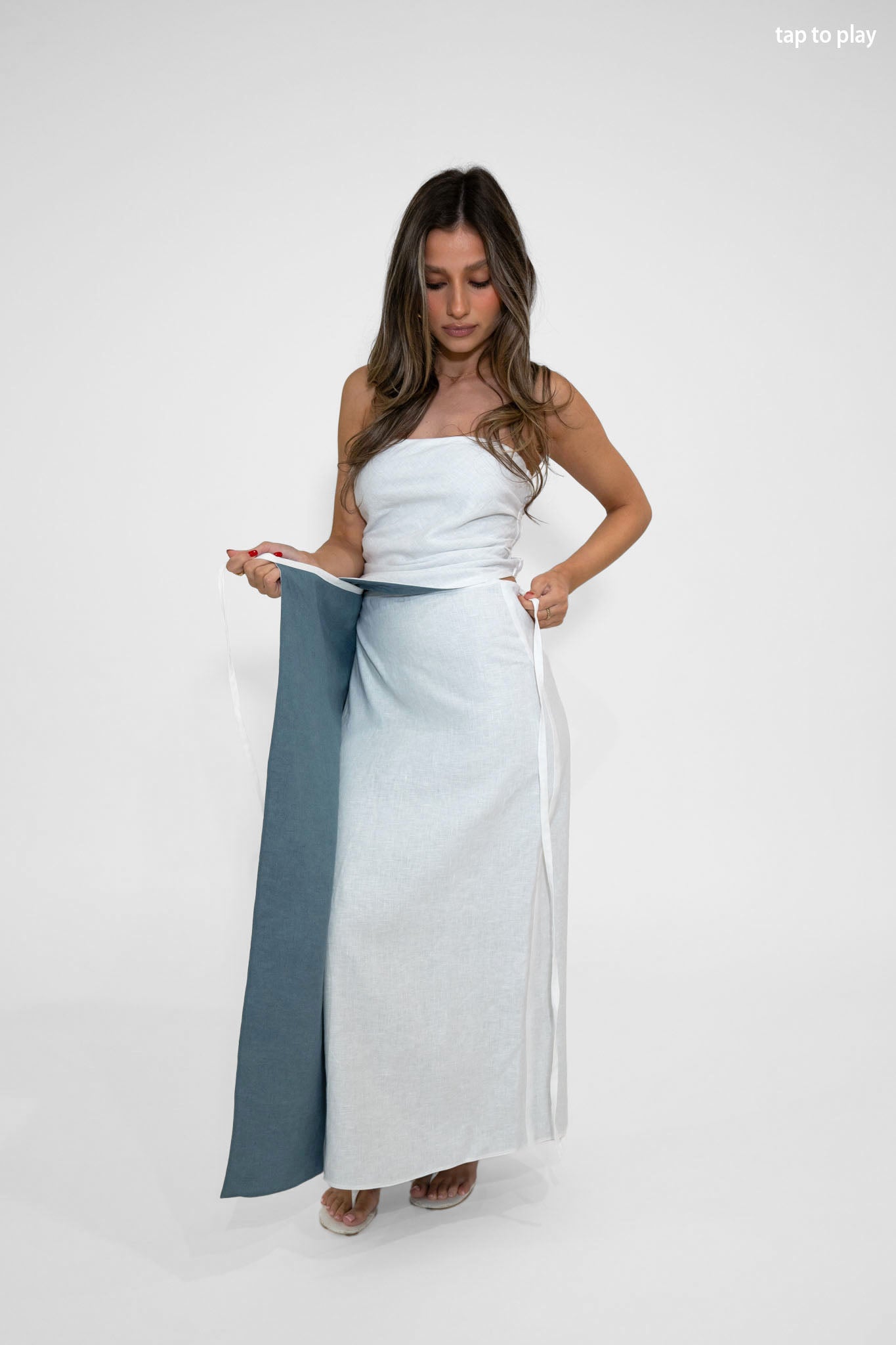 Reversible Sofia Skirt in White/Denim Blue