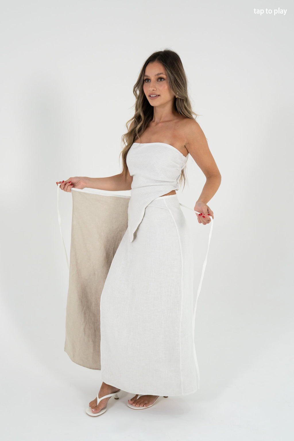 Reversible Sofia Skirt in White/Sand