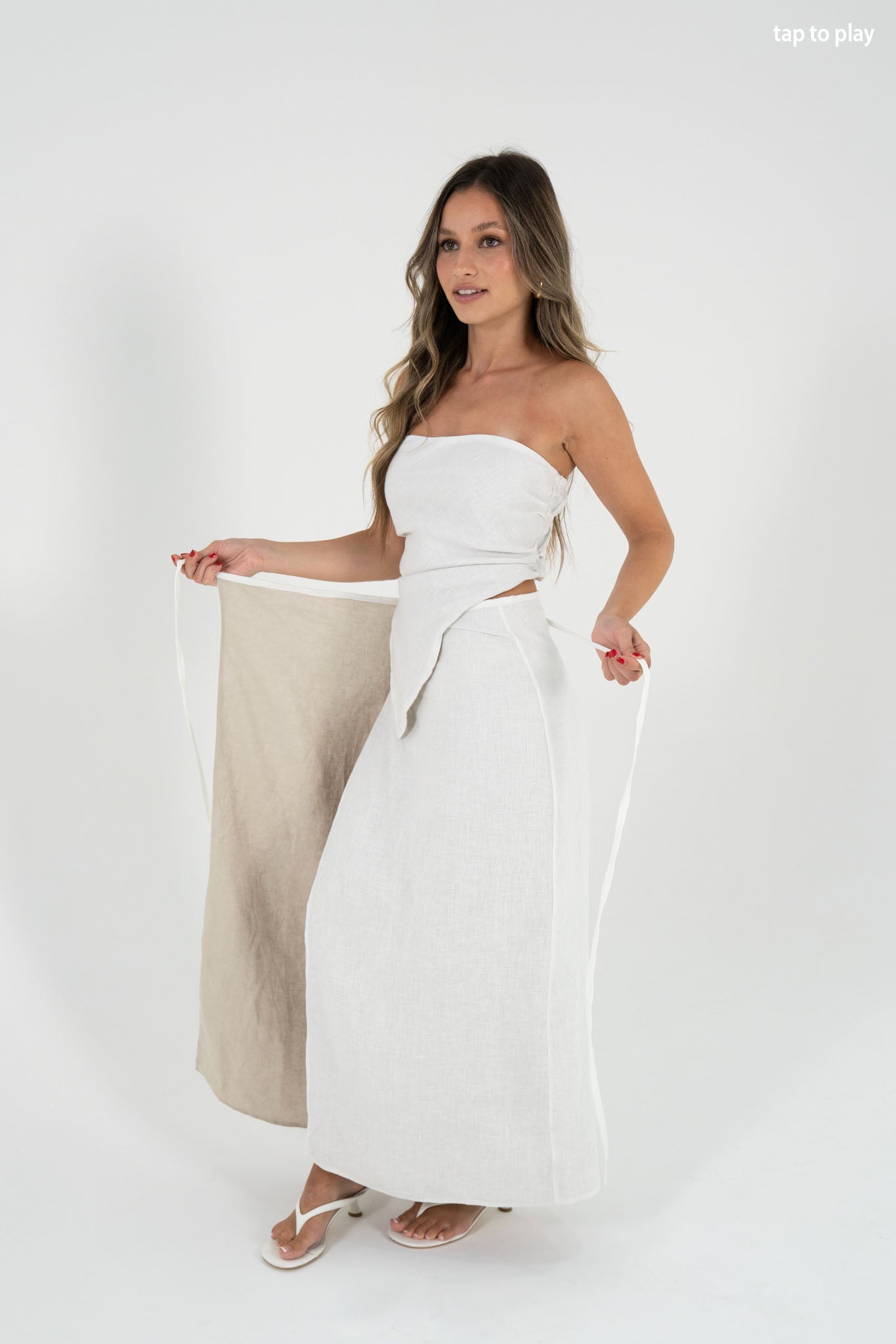Reversible Sofia Skirt in White/Sand