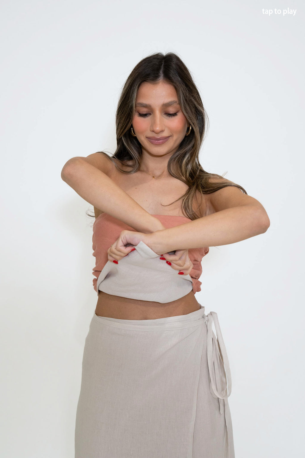 Reversible Cassie Top in Sand/Rosewood