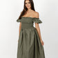 Khaki Loretta Dress with Detachable Sleeves