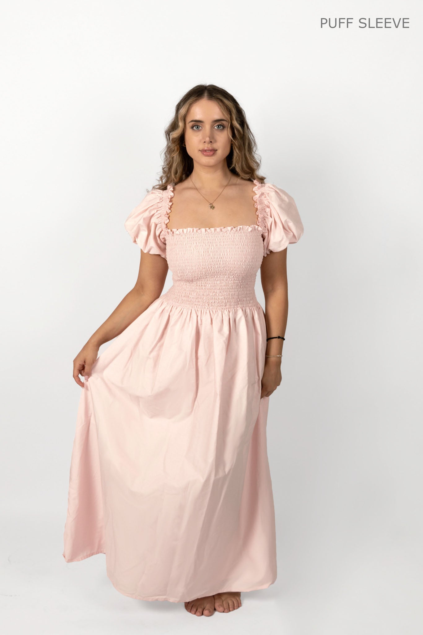 Pale Pink Loretta Dress with Detachable Sleeves