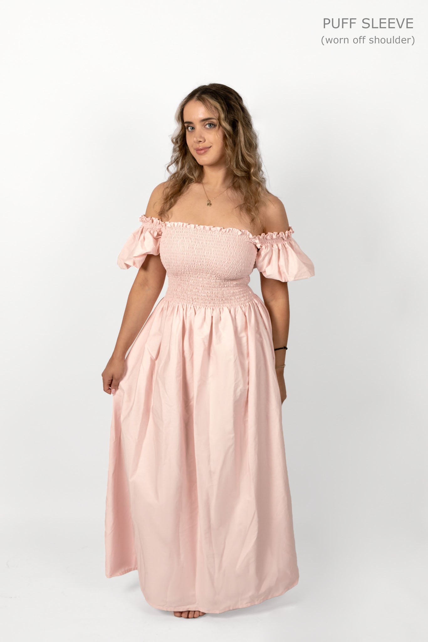 Pale Pink Loretta Dress with Detachable Sleeves