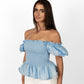 Sky Blue Loretta Top with Detachable Sleeves