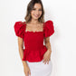 Red Loretta Top with Detachable Sleeves