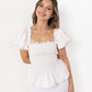 White Loretta Top with Detachable Sleeves