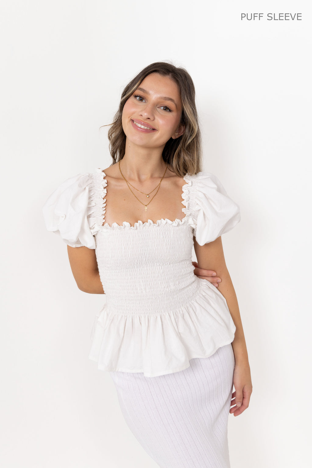 White Loretta Top with Detachable Sleeves