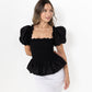 Black Loretta Top with Detachable Sleeves