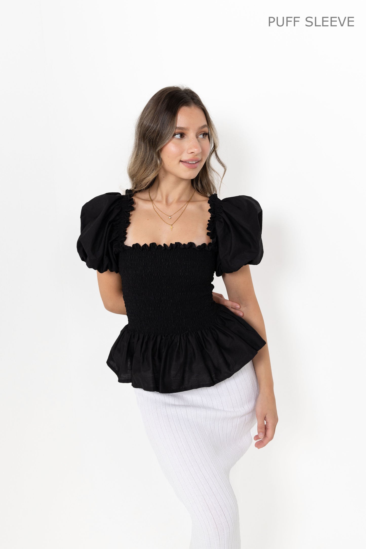 Black Loretta Top with Detachable Sleeves