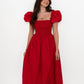 Red Loretta Dress with Detachable Sleeves