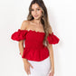 Red Loretta Top with Detachable Sleeves