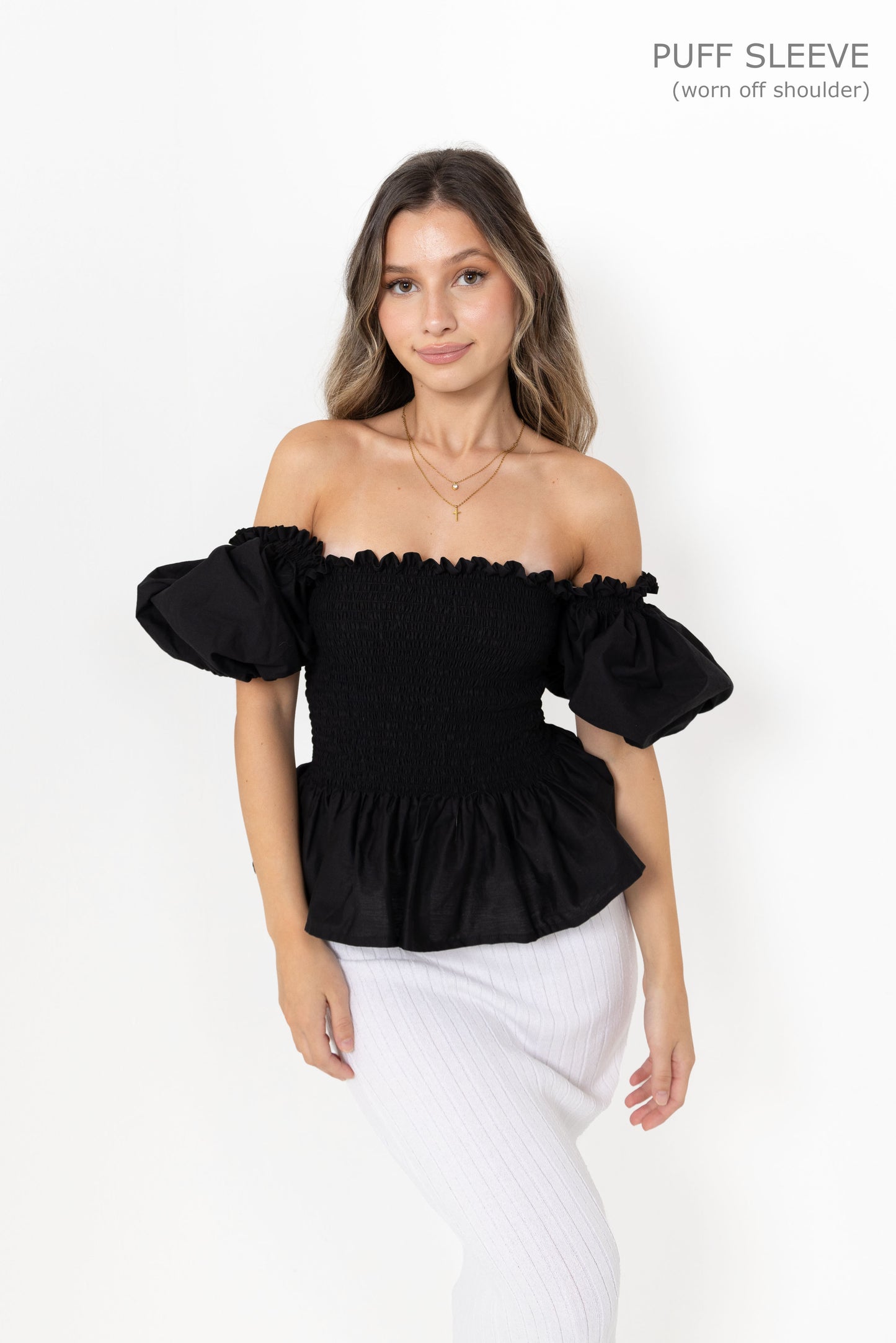 Black Loretta Top with Detachable Sleeves