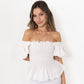 White Loretta Top with Detachable Sleeves