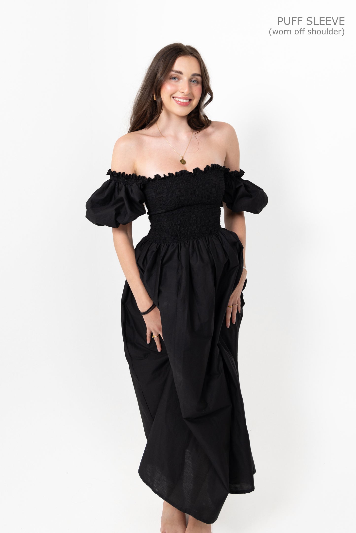 Black Loretta Dress with Detachable Sleeves