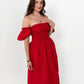 Red Loretta Dress with Detachable Sleeves