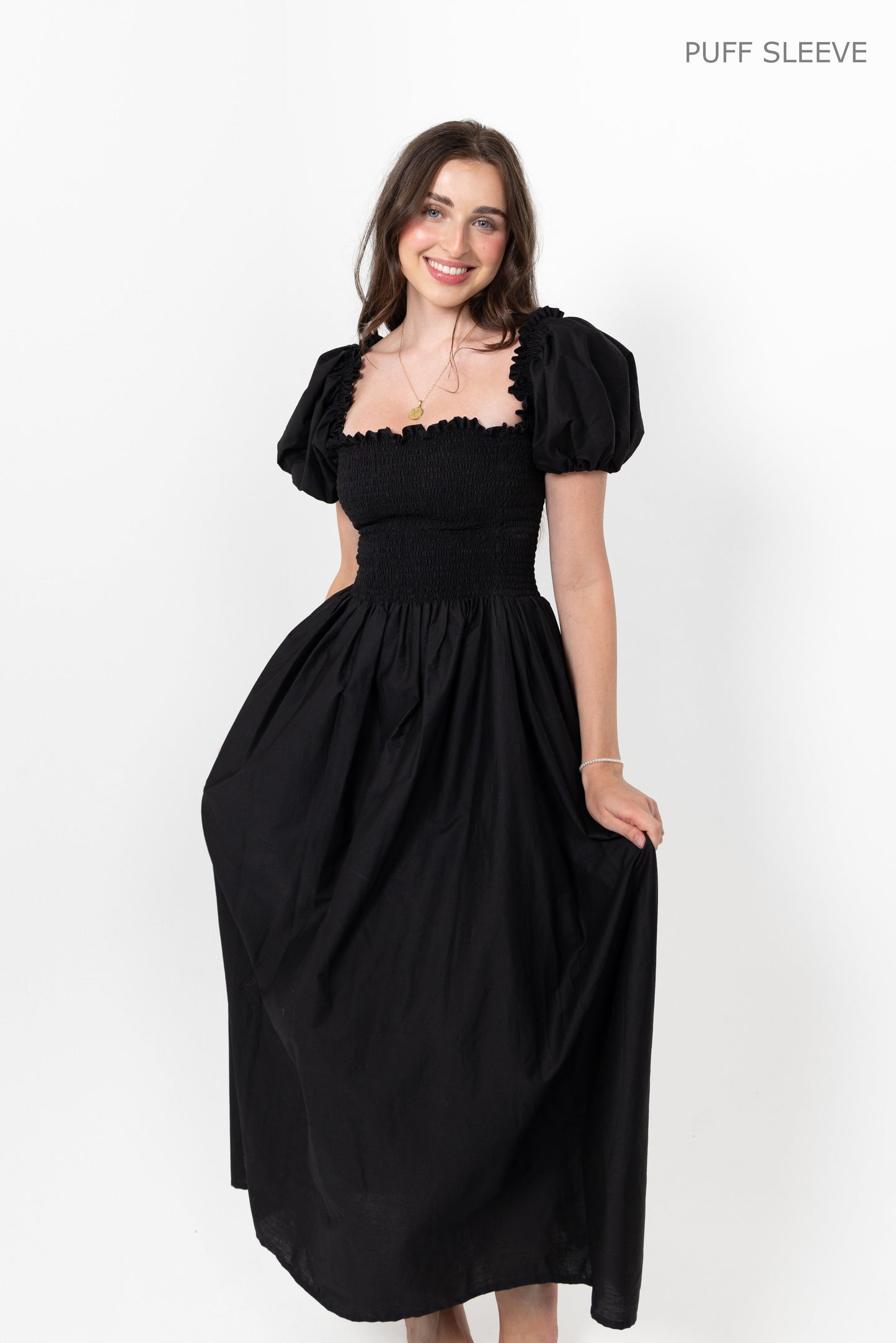 Black Loretta Dress with Detachable Sleeves