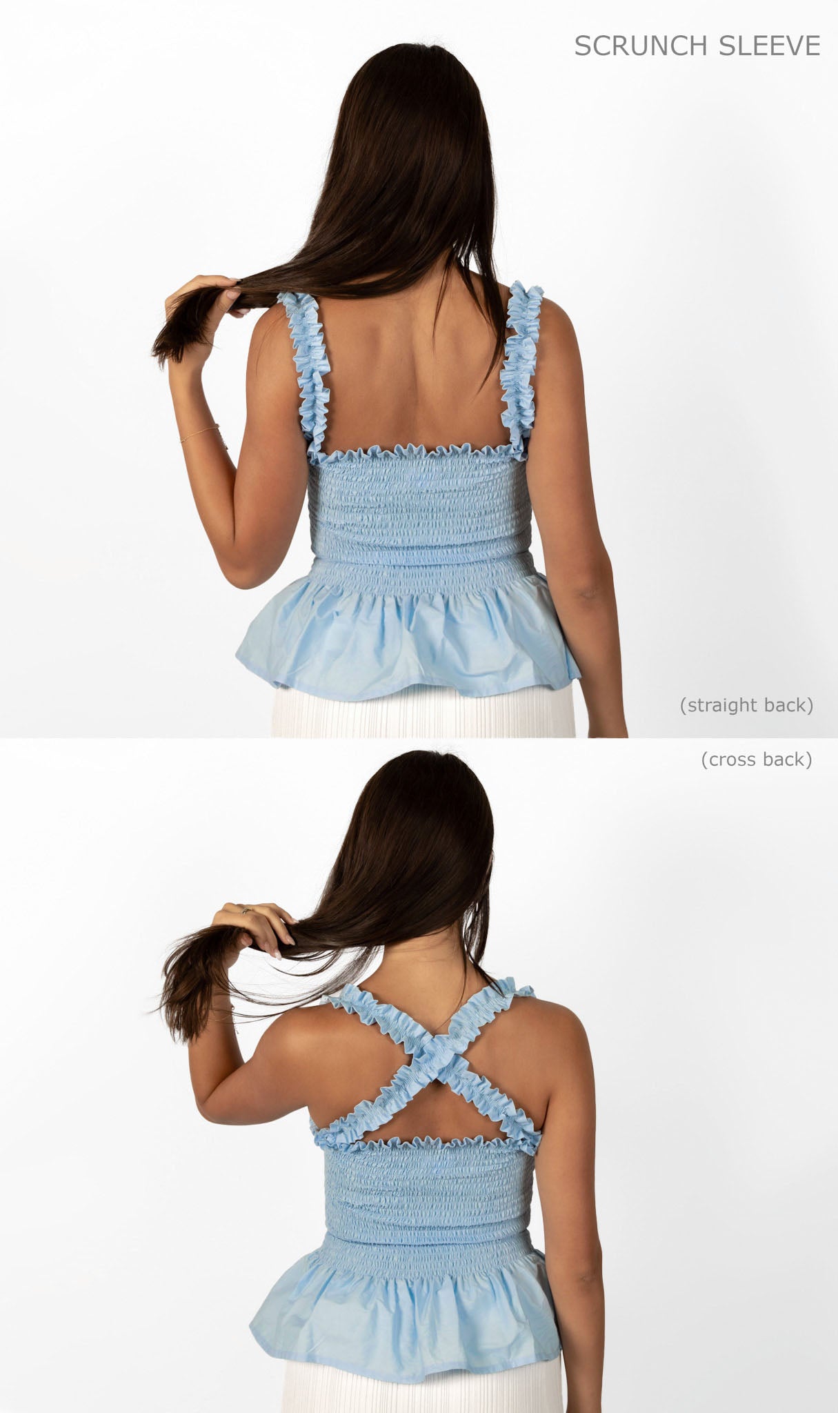 Sky Blue Loretta Top with Detachable Sleeves