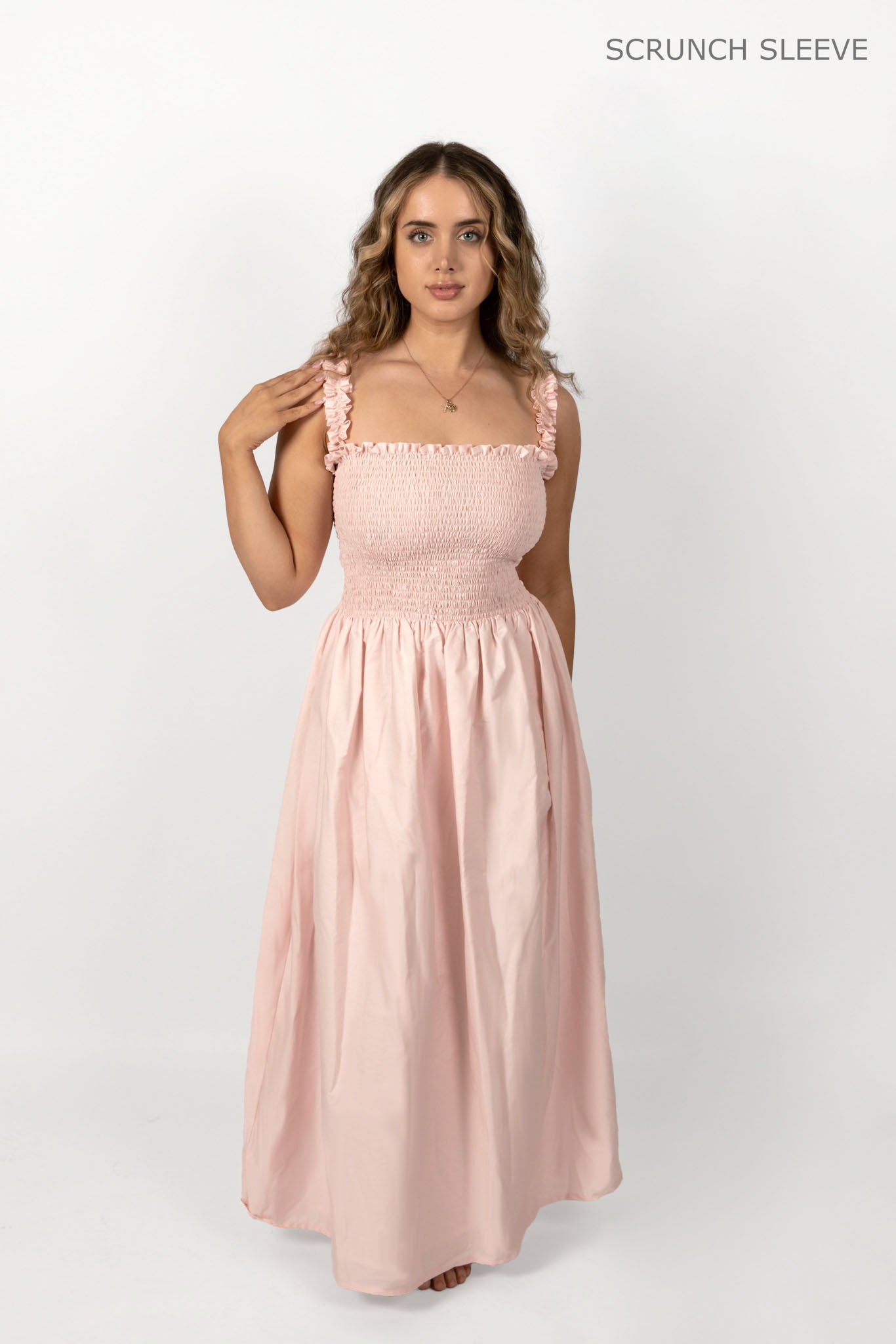 Pale Pink Loretta Dress with Detachable Sleeves