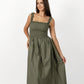 Khaki Loretta Dress with Detachable Sleeves