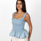 Sky Blue Loretta Top with Detachable Sleeves