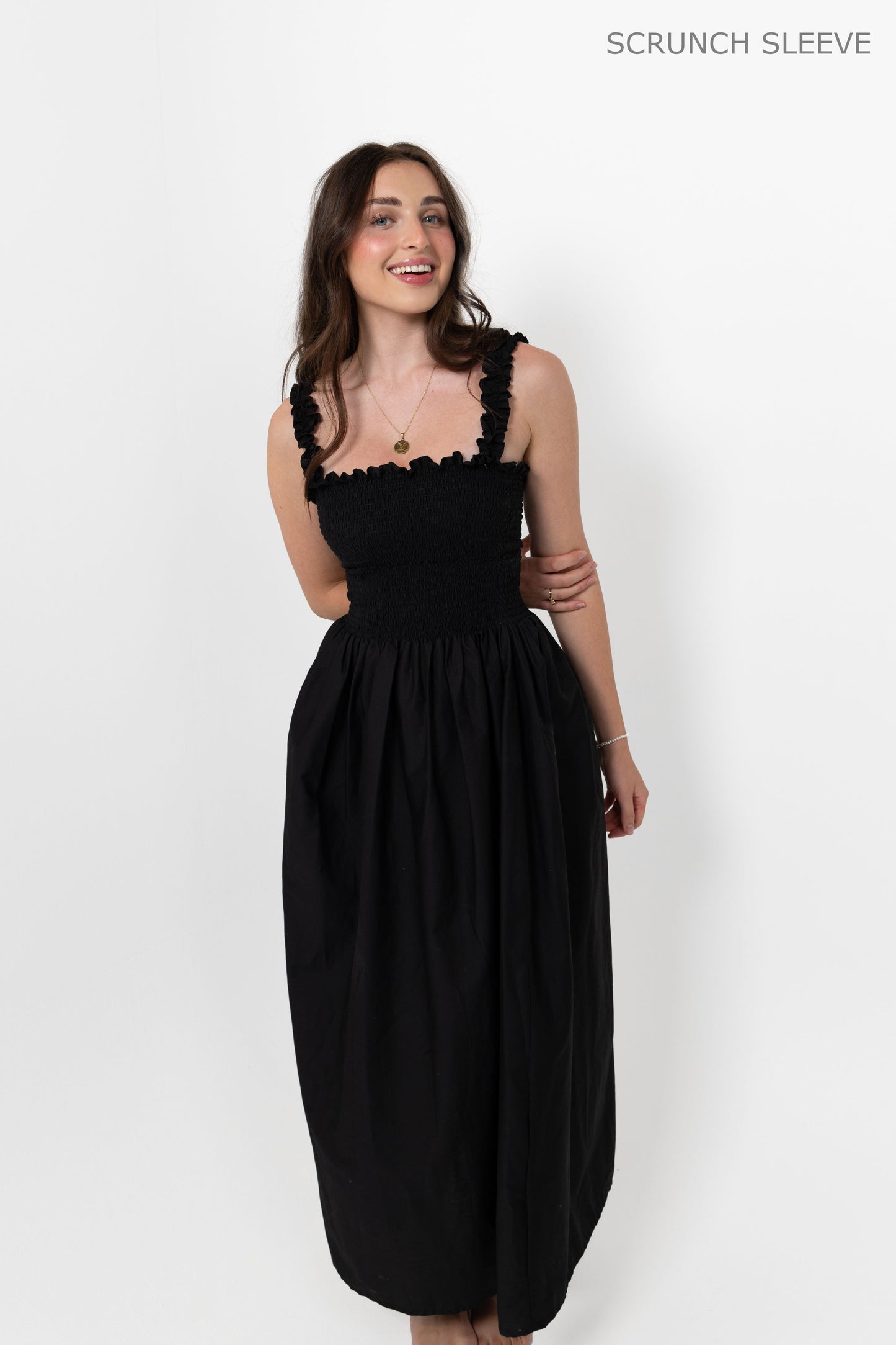 Black Loretta Dress with Detachable Sleeves