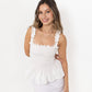 White Loretta Top with Detachable Sleeves