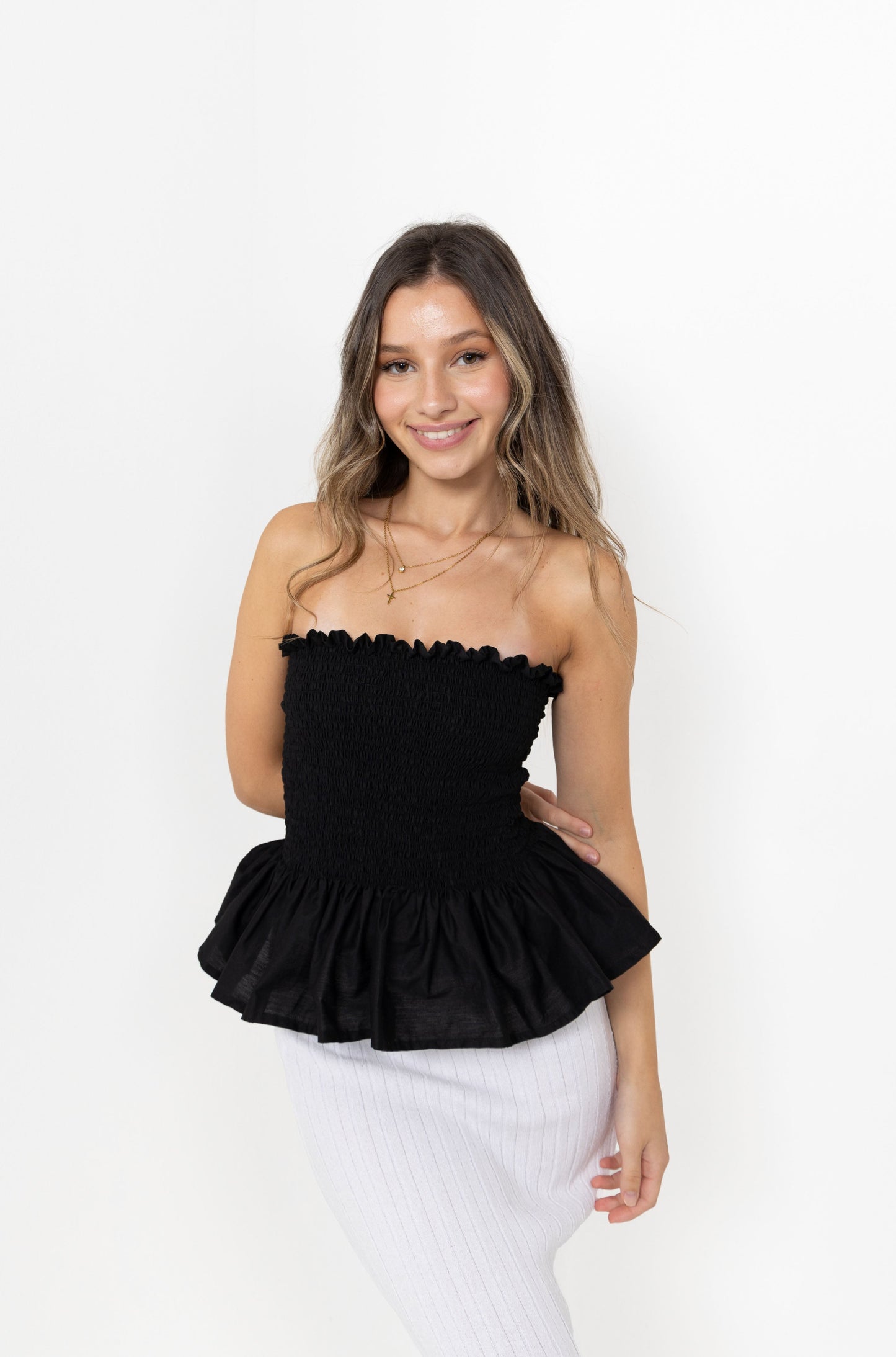 Black Loretta Top with Detachable Sleeves