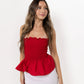 Red Loretta Top with Detachable Sleeves